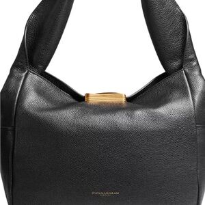 Donna Karan Black Leather Shoulder Bag with Sleek Design